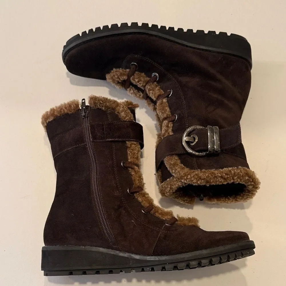 Stuart Weitzman Dark Brown Suede Winter Boots